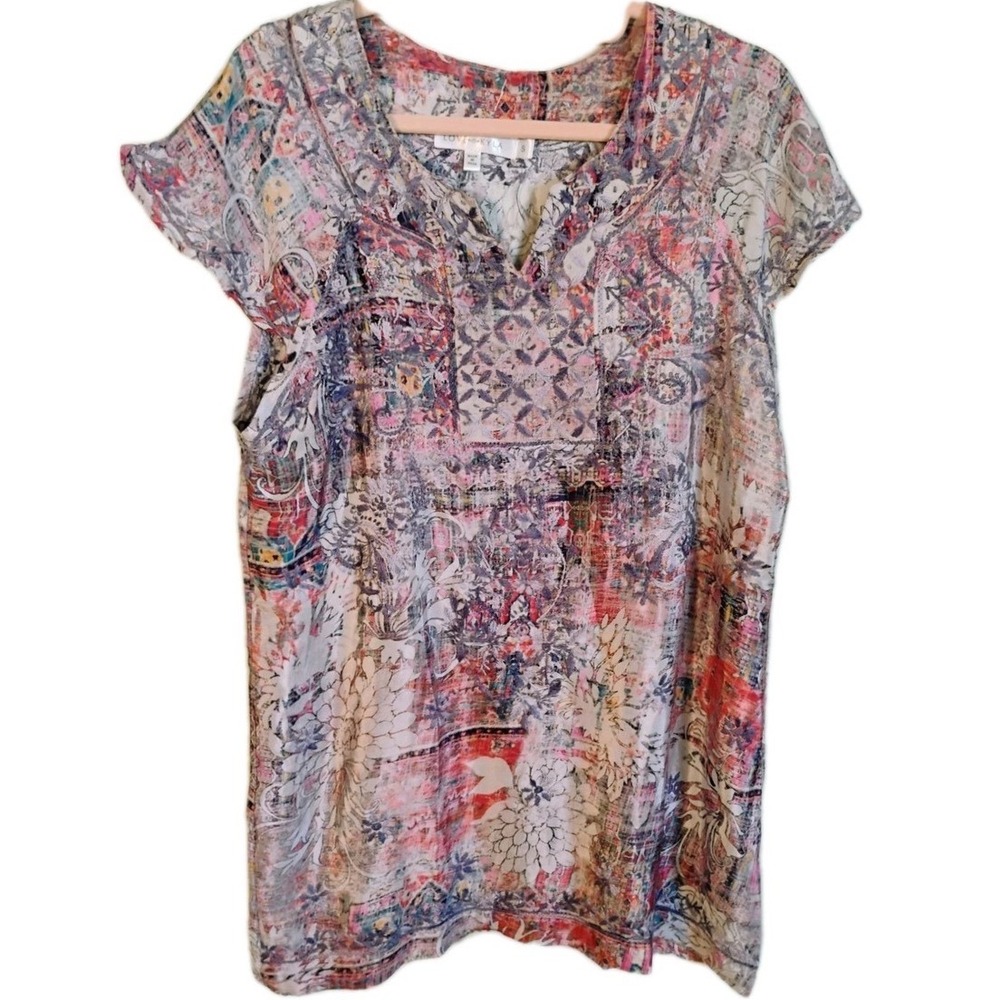 Anthropologie Love Kyla Silk Blend Hand Embroidered Tunic Dress Boho NWOT Small